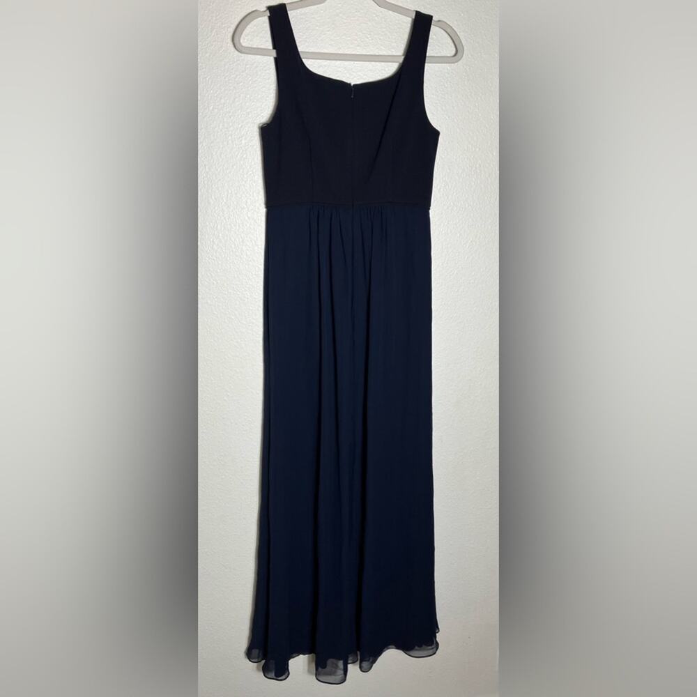Adrianna Papell sleeveless crepe chiffon‎ gown dress navy blue comfortable New - Picture 5 of 6